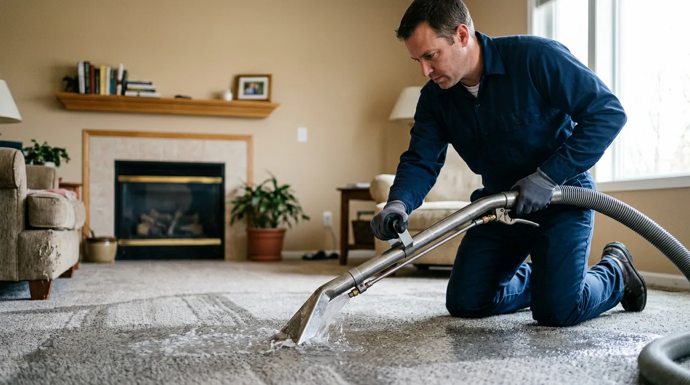 Water damage restoration technician working near Argonia, KS